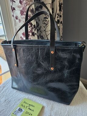 Go Forth Goods: Indigo Blue Bison Medium Avery Leather Tote Bag